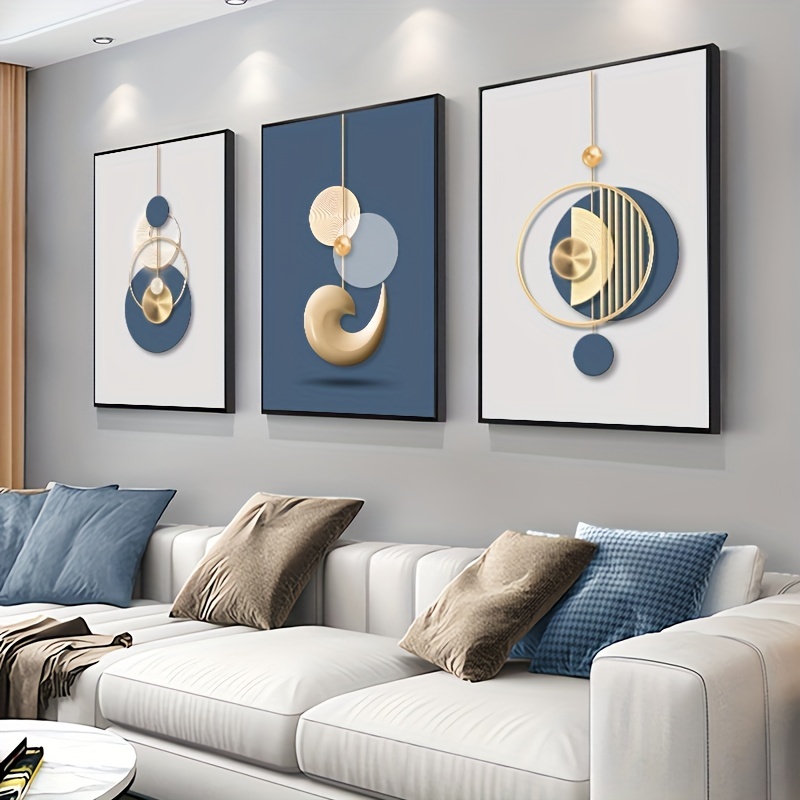 3pcs 현대 벽 예술 그림 황금 파란색 포스터 럭셔리 - Luxury Lifestyle Furniture 리뷰 및 가격