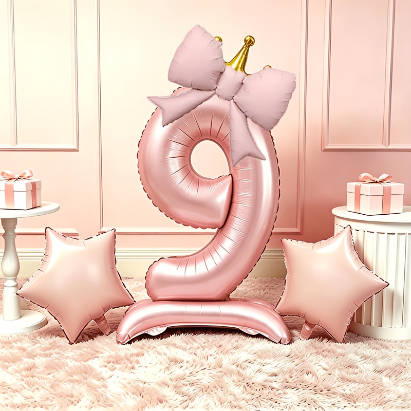 라이트 럭셔리 핑크 3D 풍선 0-9, 베이스와 크라운 - Luxury Lifestyle Photography 리뷰 및 가격