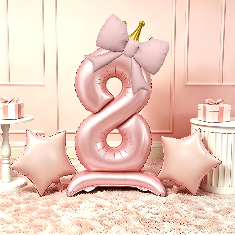 라이트 럭셔리 핑크 3D 풍선 0-9, 베이스와 크라운 - Luxury Lifestyle Photography 리뷰 및 가격